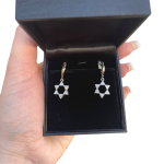Star of David Dangling Earrings – 14K Yellow Gold Diamond