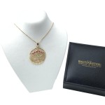 14k Gold Round Menorah Pendant Reversible Ruby and Sapphire
