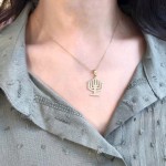 14k Gold Diamond Leveled Menorah Pendant