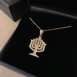 14k Gold Diamond Leveled Menorah Pendant
