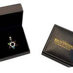 14k Gold and Diamond Multicolored Star of David Pendant