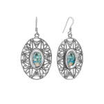 Israeli Roman Glass Sterling Silver Filigree Earrings
