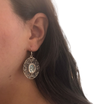 Israeli Roman Glass Sterling Silver Filigree Earrings