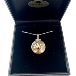Tree of Life Necklace in Silver and Gold with Emerald