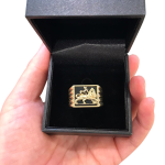 Bob Marley Style 14K Yellow Gold & Onyx Lion of Judah Ring