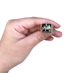 Bob Marley Style 14K Yellow Gold & Onyx Lion of Judah Ring