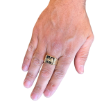 Bob Marley Style 14K Yellow Gold & Onyx Lion of Judah Ring