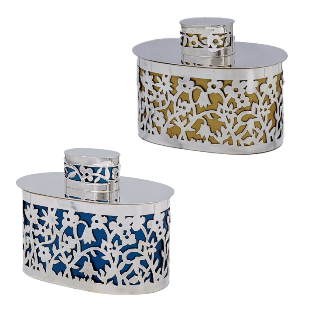 Floral Sterling Silver Etrog Box – Choice of 2 colors