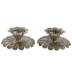 Short Filigree Silver Candlestick Holders