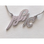 14k White Gold and Diamond Script Name Necklace