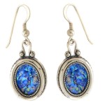 Silver Roman Glass Oval Earrings