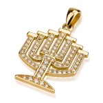 14k Gold Diamond Leveled Menorah Pendant