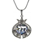 Roman Glass Pomegranate Chai Silver Necklace