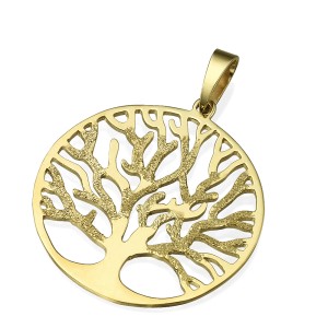 14k Gold Tree of Life Round Pendant