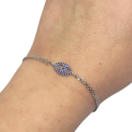Reversible 14k White Gold Diamond & Sapphire Evil Eye Bracelet