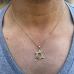 Star of David Pendant – with Lines Dual Finish 14k Gold