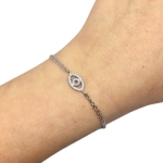 Reversible 14k White Gold Diamond & Sapphire Evil Eye Bracelet