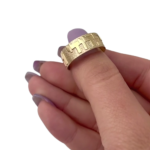 Broad Hebrew Wedding Ring – 14K Gold Hammered