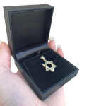 Star of David Pendant – with Lines Dual Finish 14k Gold