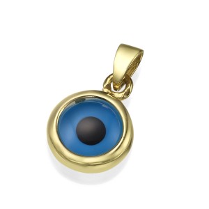 Protection Charm - Crystal Blue Evil Eye in 14k Gold