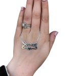 Silver Underline Middle Heart Print Name Necklace