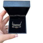 Silver Underline Middle Heart Print Name Necklace