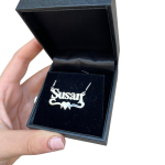 Silver Underline Middle Heart Print Name Necklace
