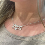 Silver Underline Middle Heart Print Name Necklace