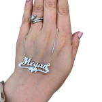 Silver Underline Middle Heart Script Name Necklace