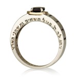 14K Yellow Gold and Silver Gamla Kabbalah Ring with Garnet Stone