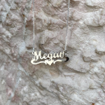 Silver Underline Middle Heart Script Name Necklace