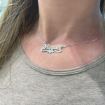 Silver Underline Middle Heart Script Name Necklace