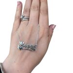 Silver Underline Side Heart Script Name Necklace