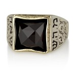 14K Gold and Silver 5 Metals with Black Onyx Kabbalah Ring