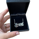 Silver Underline Side Heart Script Name Necklace
