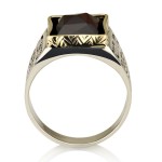 14K Gold and Silver 5 Metals with Black Onyx Kabbalah Ring