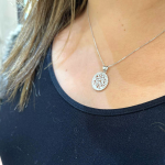 14k White Gold Diamond Shema Israel Pendant