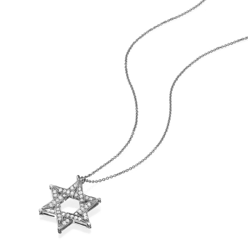 14k Gold Diamond Expandable Star of David Butterfly Necklace