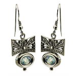 Sterling Silver Filigree Roman Glass Oval Earrings