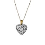 14K Gold and Silver Heart Love Personalized Message Kabbalah Pendant Set