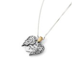14K Gold and Silver Heart Love Personalized Message Kabbalah Pendant Set