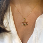 Star of David Pendant – 14K Yellow Gold Stylized Hoshen