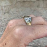 Hoshen Ring – 14K Gold Square Set Gems Kabbalah Ring