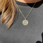 Hebrew Pendant – Cutout 14k Yellow Gold Shema Round Medallion
