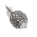 Sterling Silver Hanukkah Dreidel with Filigree Art – Oval