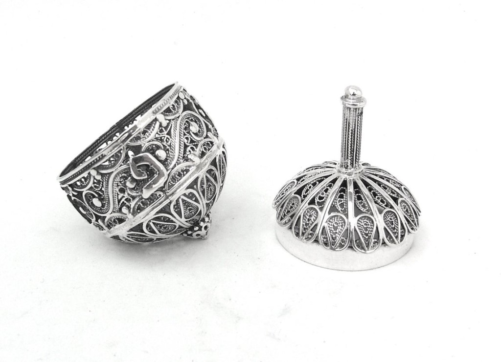 Sterling Silver Hanukkah Dreidel with Filigree Art – Oval