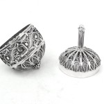 Sterling Silver Hanukkah Dreidel with Filigree Art – Oval