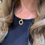 14K Matte Gold Cutout Shema Israel Spinning Pendant