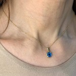 Evil Eye Pendant in 14k Gold Blue Crystal