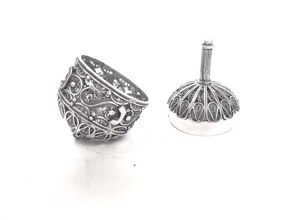 Sterling Silver Hanukkah Dreidel with Filigree Art – Oval